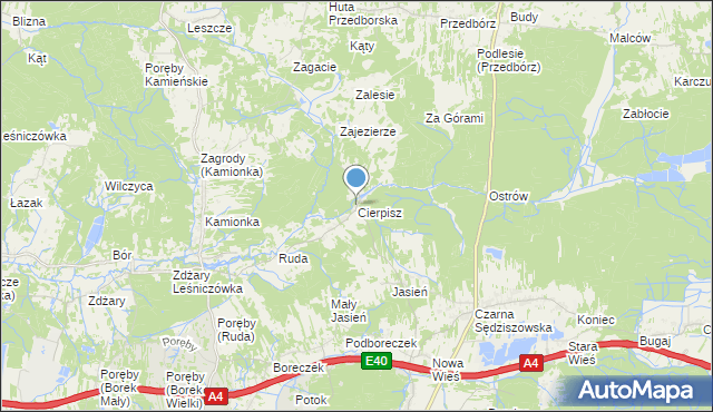 mapa Cierpisz, Cierpisz gmina Sędziszów Małopolski na mapie Targeo
